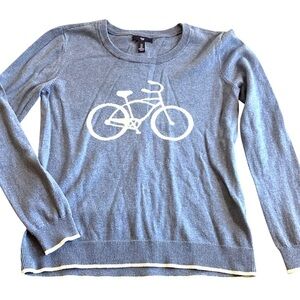GAP Retro Bicycle Crew Neck Sweater, Light Blue & White - Size Small